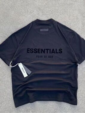 Fear of God ESSENTIALS Black Short Sleeve Logo Tee